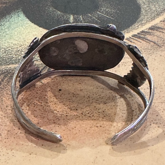 Rare Exceptional Vintage Old Pawn Dyer Blue Turquoise Sterling Silver Cuff - Picture 9 of 10